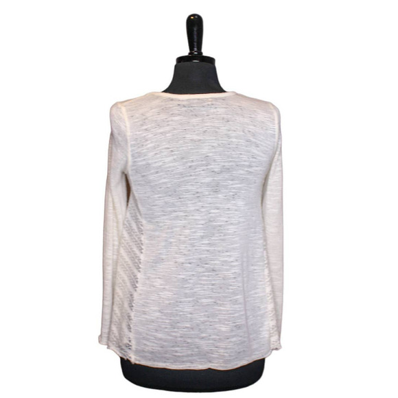 Almost Famous Peasant Top Lace Front Detail Lightweight Sheer Cream White M - Picture 2 of 3